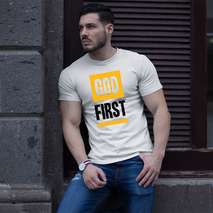 God first quotes printed t-shirt for men