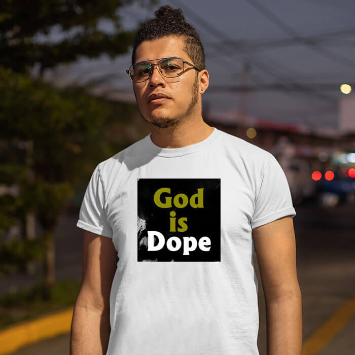 God is dope printed round neck t shirt for men