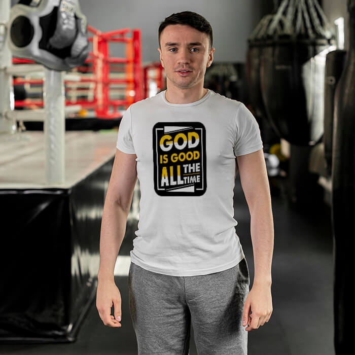God is good all the time quotes printed white color t shirt