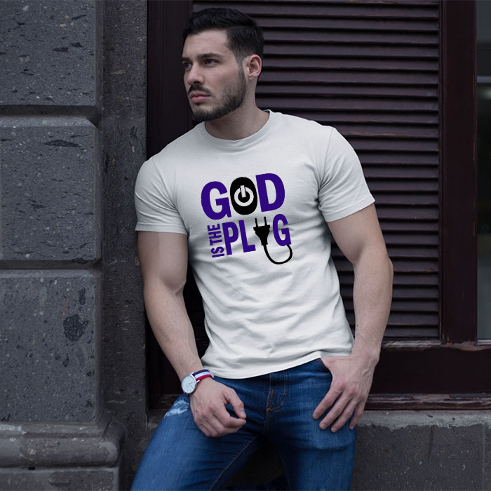 God is the plug quotes white plain t shirt