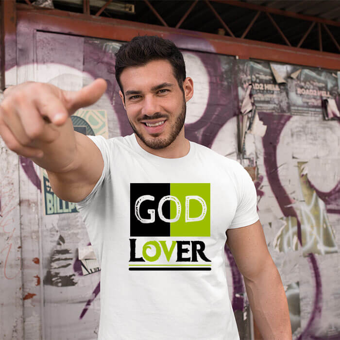God love quotes printed round neck t shirt for men