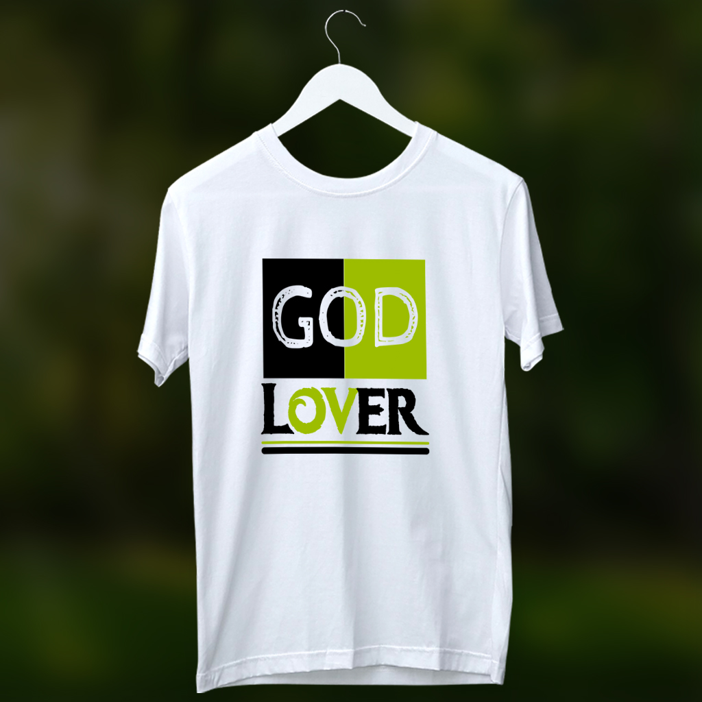 God love quotes printed round neck white t shirt