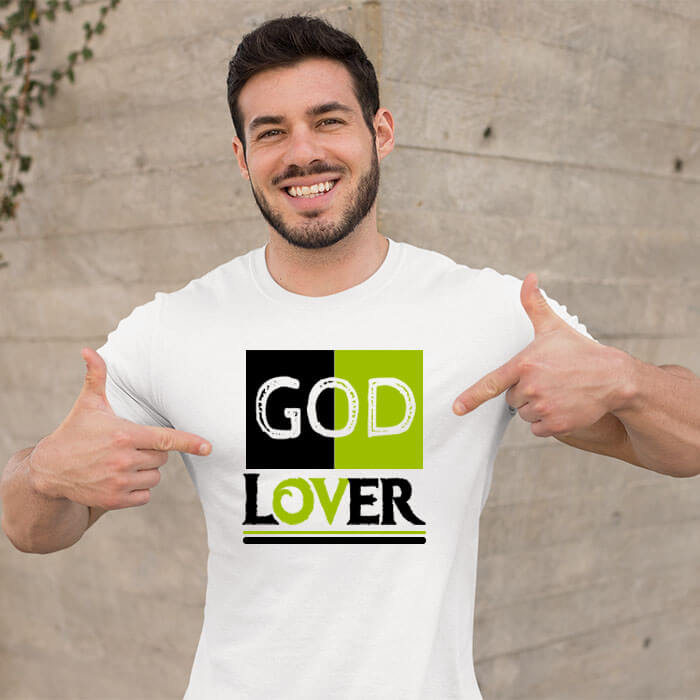 God love quotes printed round neck white t shirt(1)
