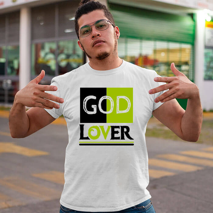 God love quotes printed white round neck t shirt