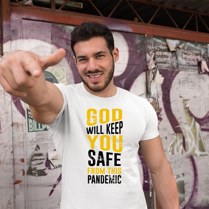 God quotes printed white round neck t shirt