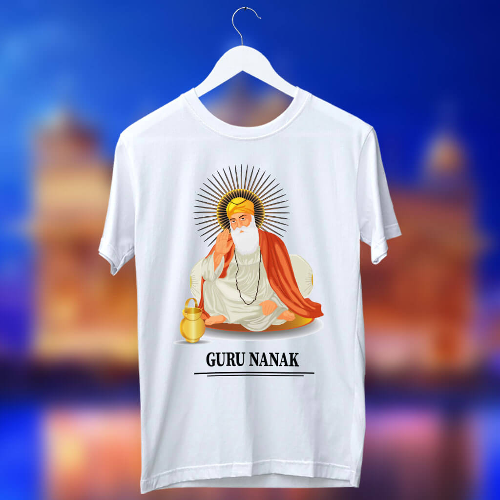 Gurunanak dev image printed white t shirt