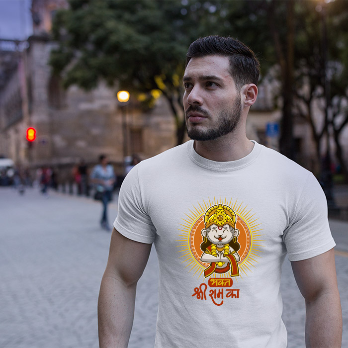 Hanuman bhakt of ram printed round neck t shirt online