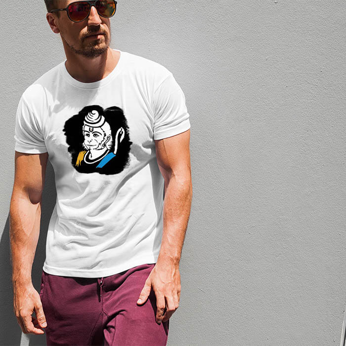 Hanuman sketch with background image printed t-shirt for men