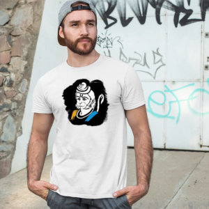 Hanuman sketch with background image printed white t-shirt for men