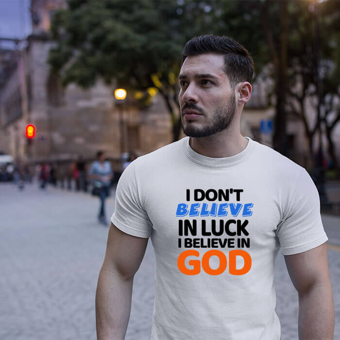 I believe in god printed round neck t shirt online