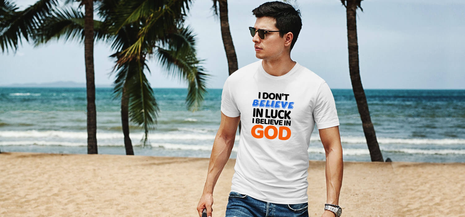 I believe in god printed round neck t shirt