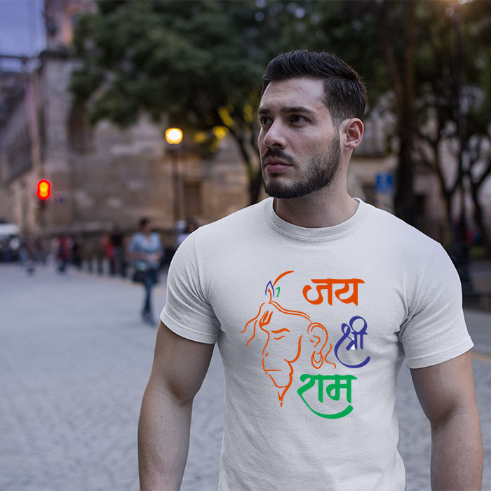 Jay Shree Ram bhakt Hanuman white color t shirt