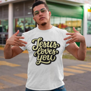 Jesus Loves You printed white plain t shirt