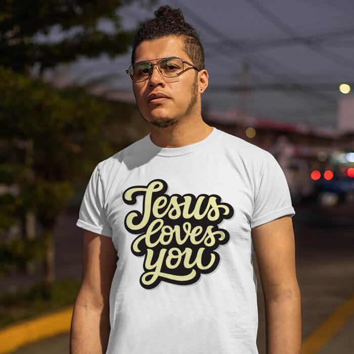Jesus Loves You printed white t-shirt