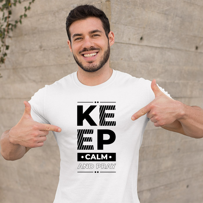 Keep calm quotes printed round neck t-shirt