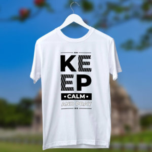 Keep calm quotes printed white t shirt online