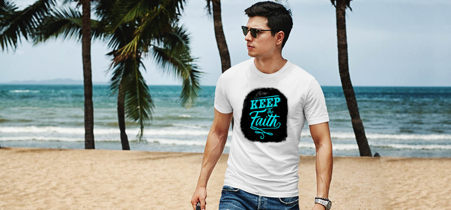 Keep the faith printed round neck t shirt for men