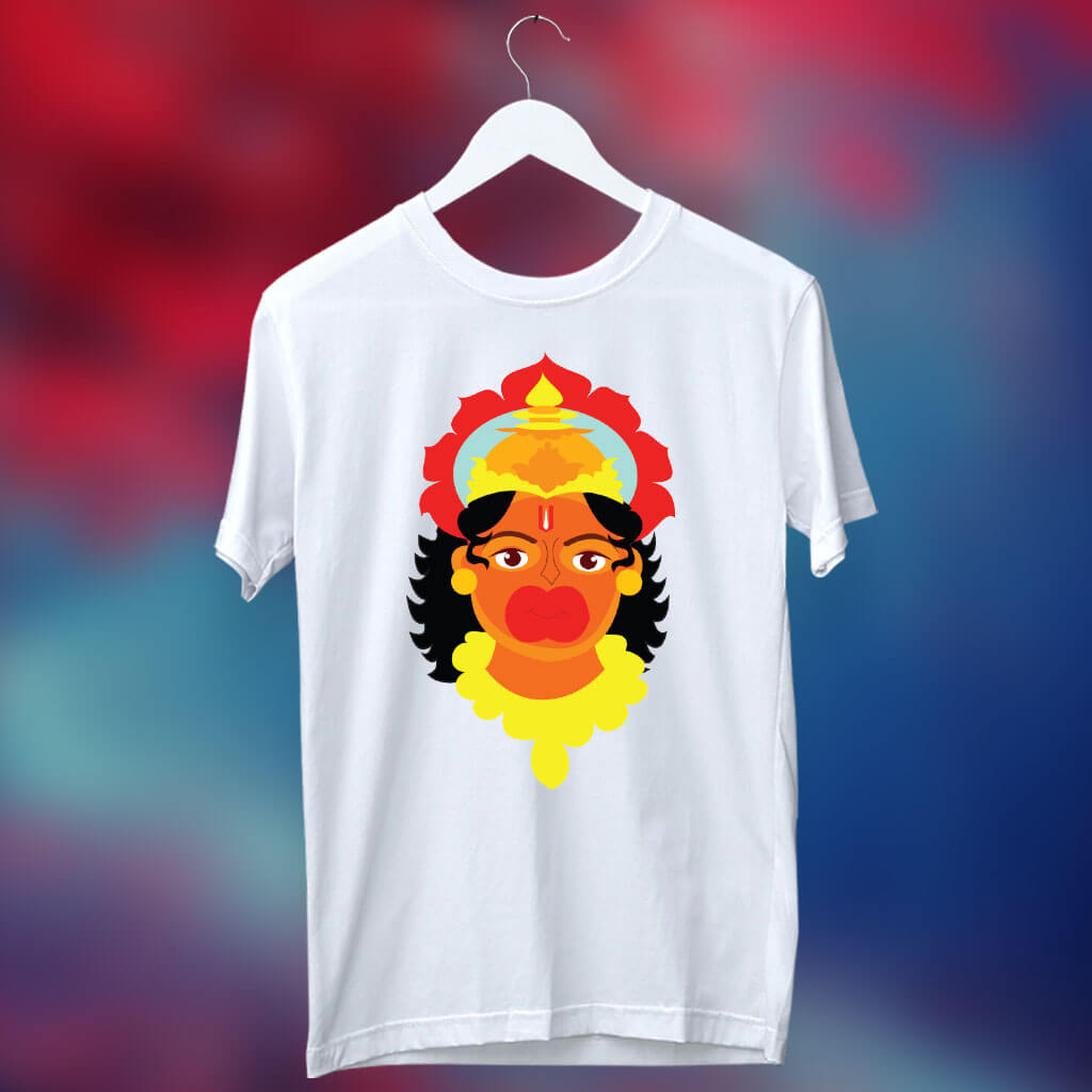 Kesaria hanuman ji image printed t shirt for men
