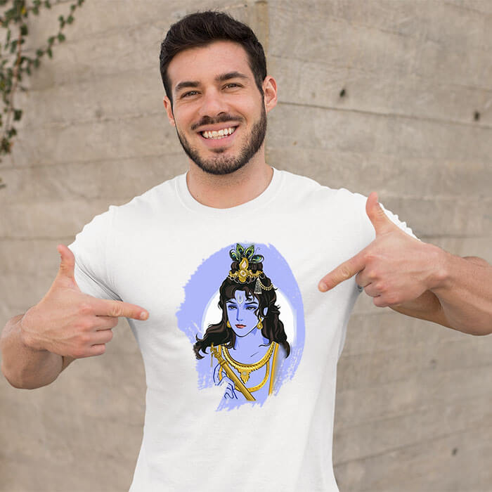 Krishna best images printed printed round neck t shirt for men