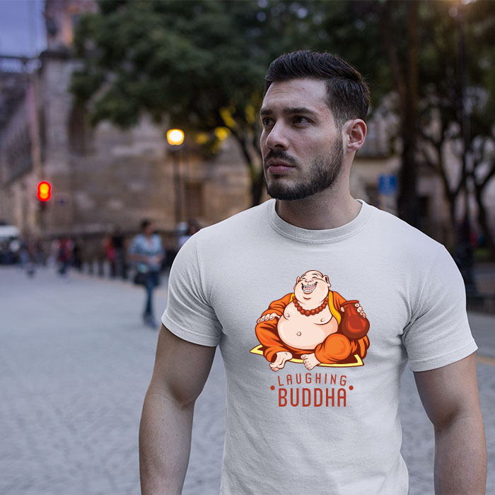 Laughing Buddha best printed white color t shirt