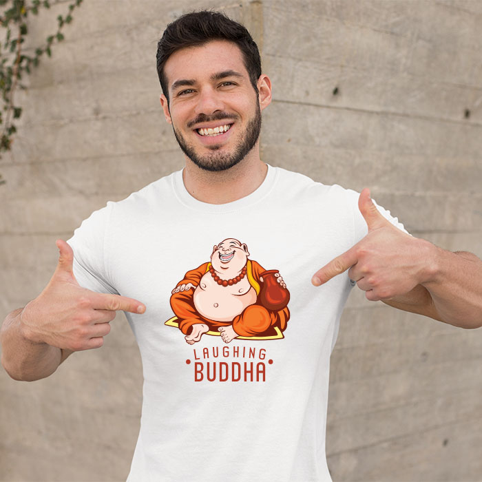 Laughing Buddha best printed white plain t shirt
