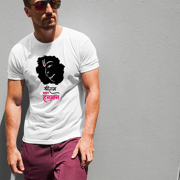 Lord Hanuman black background printed t-shirt for men
