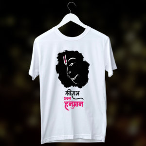 Lord Hanuman black background printed t shirt for men