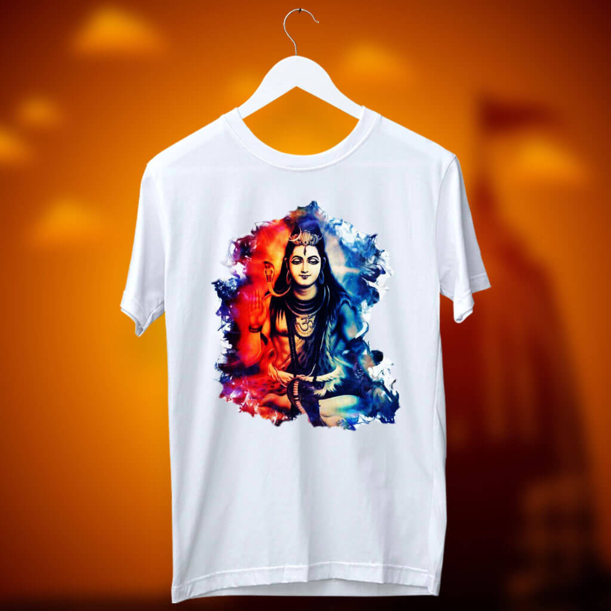 Lord Shiva Best Art Printed White T Shirt For Men - Prabhubhakti