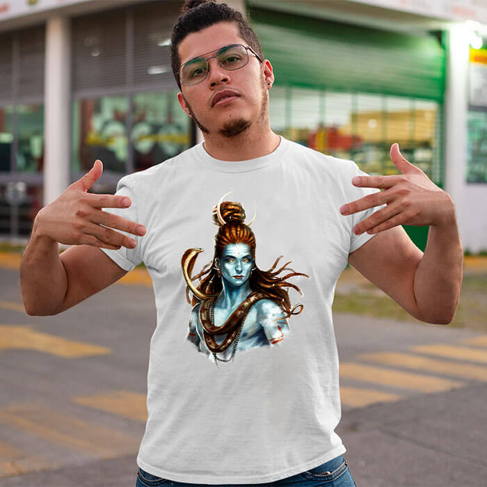 Lord shiva best paintings printed round neck t-shirt