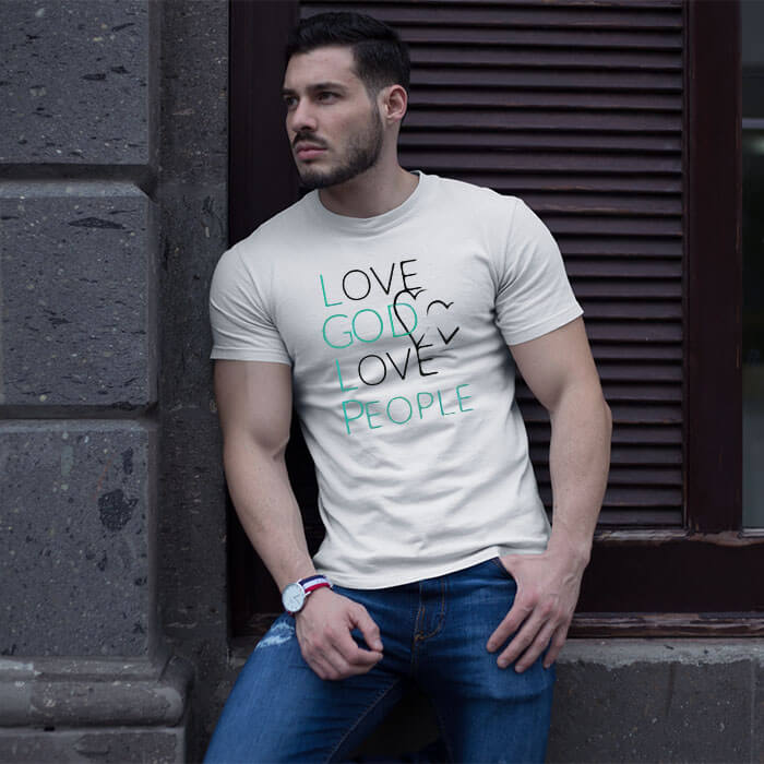 Love god love people printed printed long t shirt for men