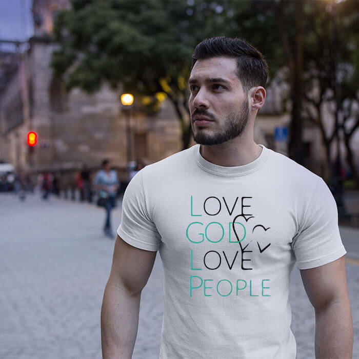 Love god love people printed printed t-shirt for men