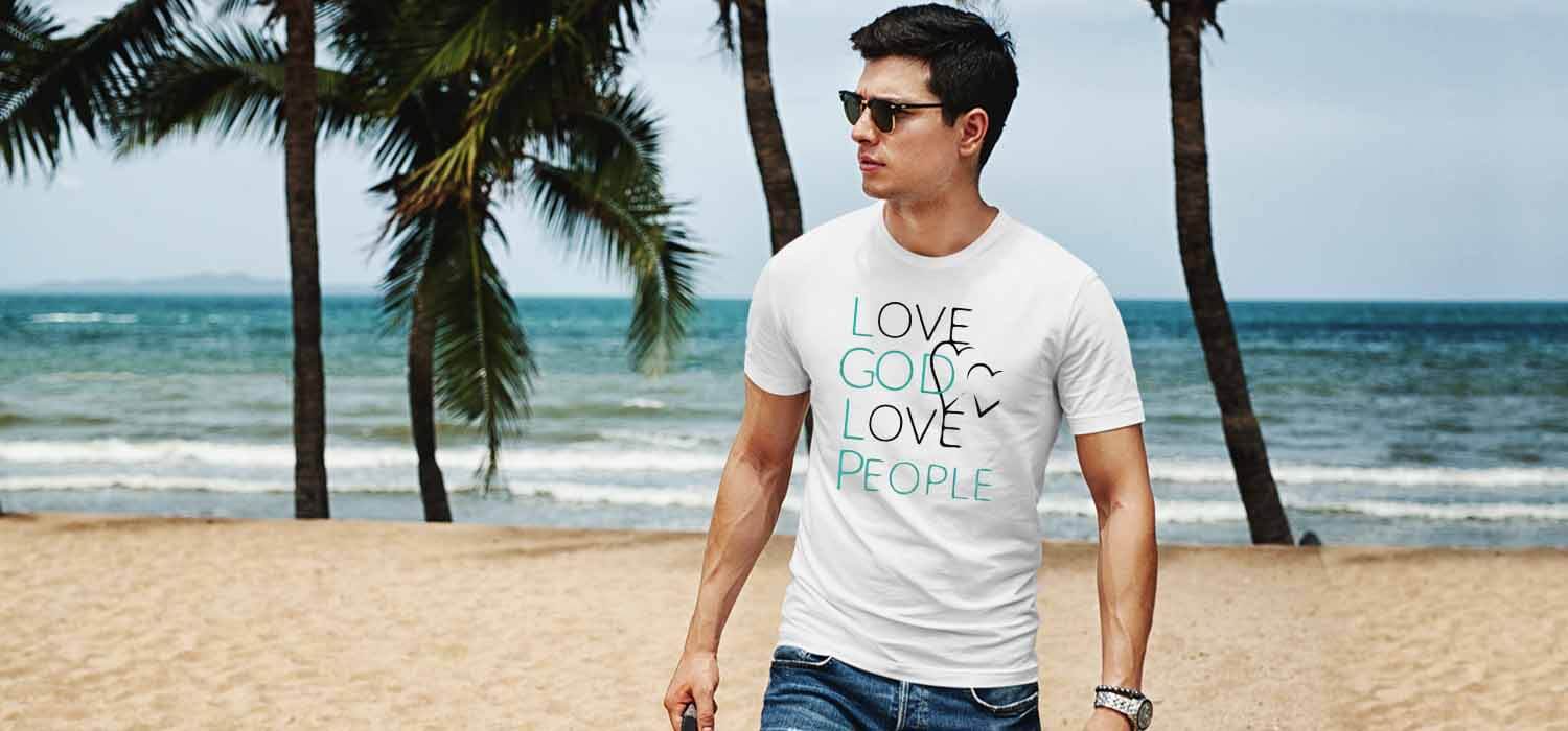 Love god love people printed t shirt for men