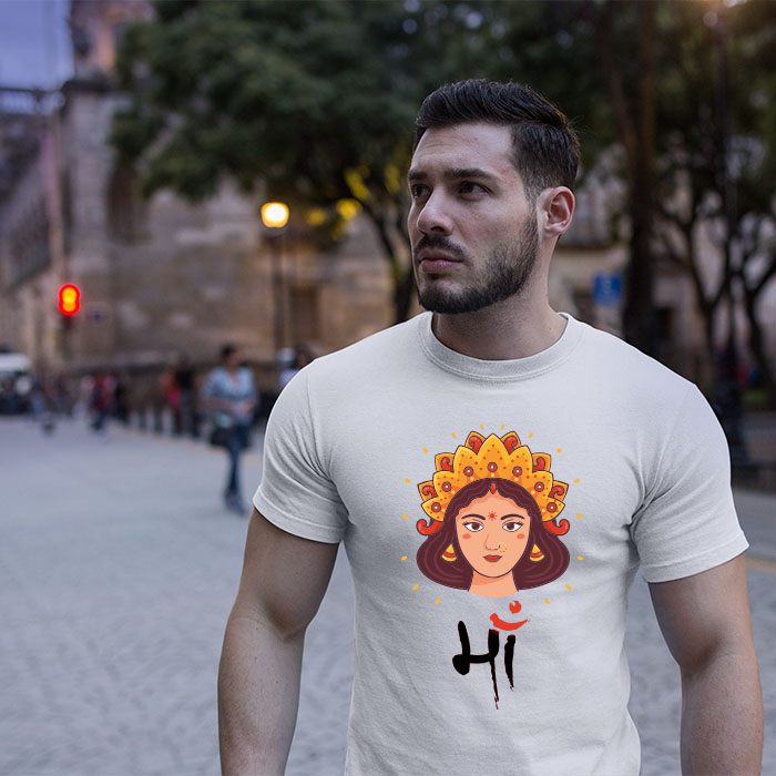 Maa portrait painting images printed round neck t shirt online