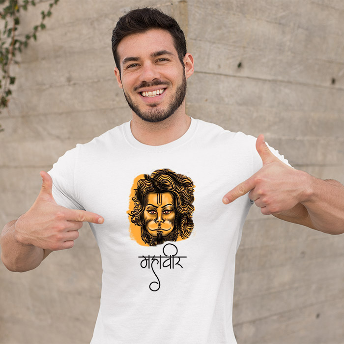 Mahavir Hanuman printed round neck t-shirt