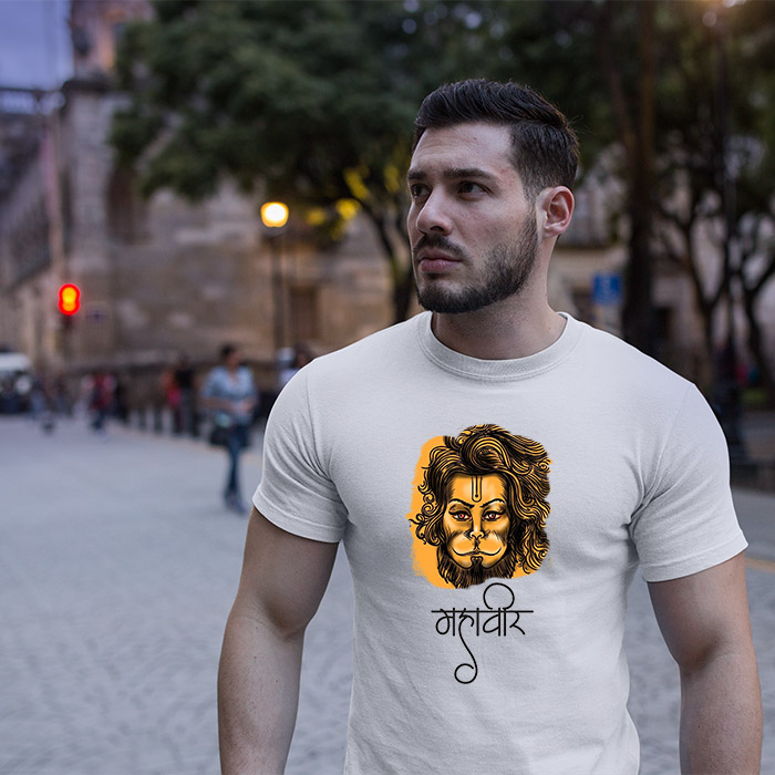 Mahavir Hanuman printed round neck t shirt online