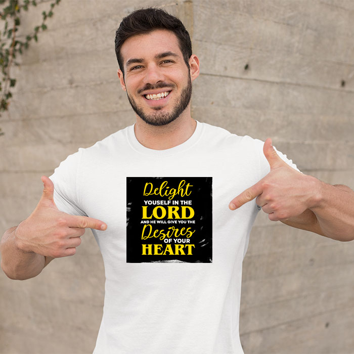Motivational quotes about god printed white round neck t shirt