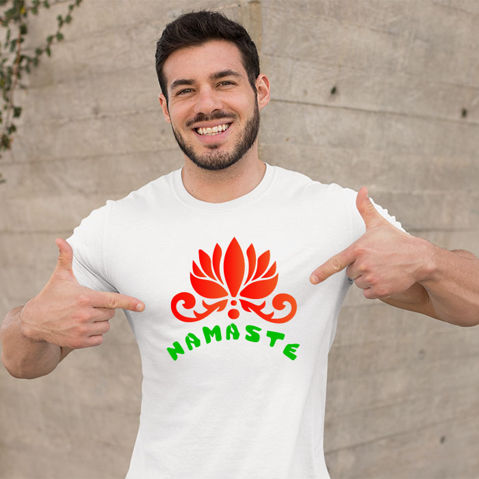 Namaste best design printed white t shirt for men
