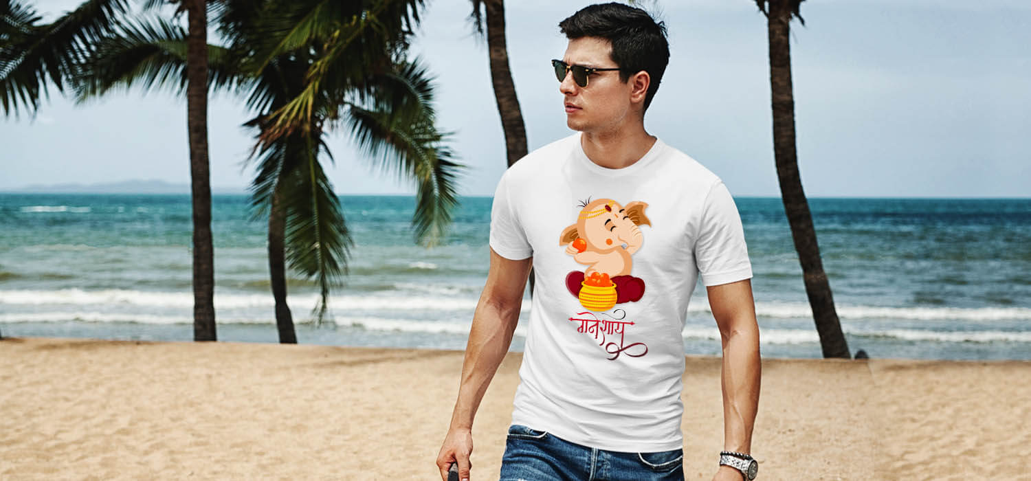 OM Ganeshay art design white t-shirt for men