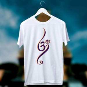 OM beautiful design printed white t shirt