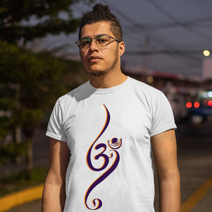 OM beautiful design printed white t shirt for men