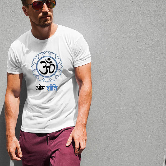 OM shanti design printed t-shirt for men