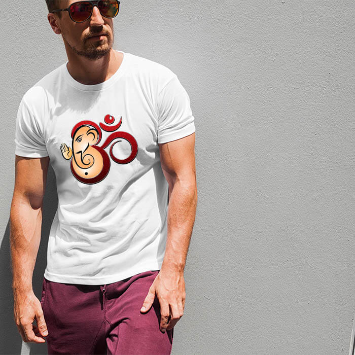 OM with Lord Ganesha best design long t shirt for men