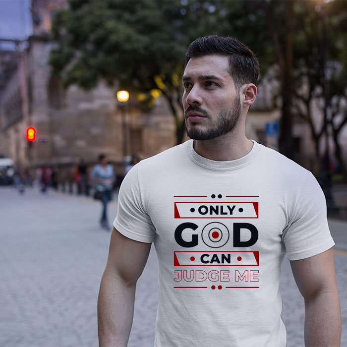 Only God can judge me printed white plain t shirt