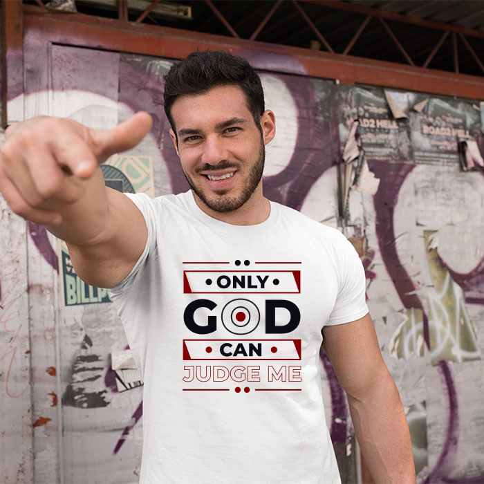 Only God can judge me printed white t-shirt