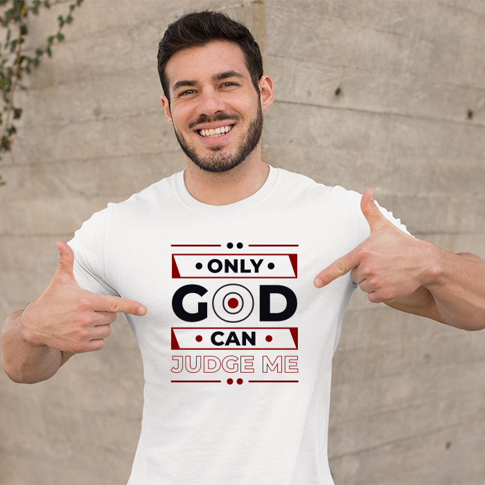 Only God can judge me printed white t shirt for men