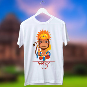 Pavanputra Hanuman cartoon image printed white t shirt