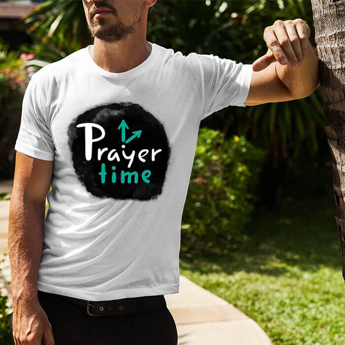 Prayer Time trishul printed white plain t shirt