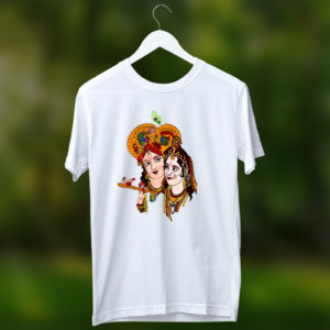 Radha krisRadha krishna best design white t shirt for menhna best design white t shirt for men