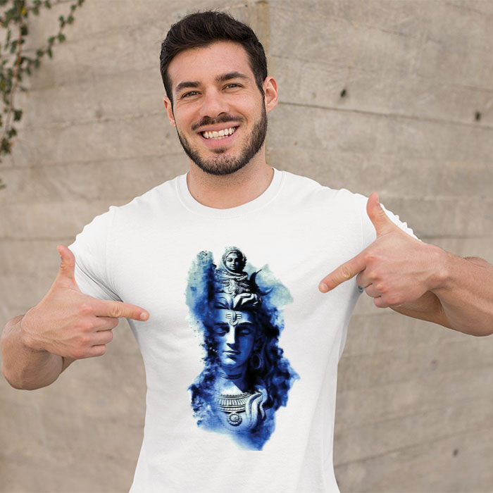 Shiva with Ganga best design printed white t shirt for men