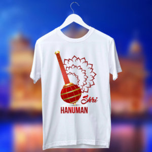 Shree hanuman with gada printed white t shirt online